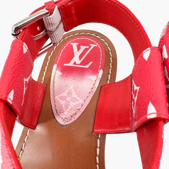 Louis Vuitton Palma Flat Sandals Size 37.5 US 7.5 Pink Ombre LV Criss Cross - Picture 14 of 16
